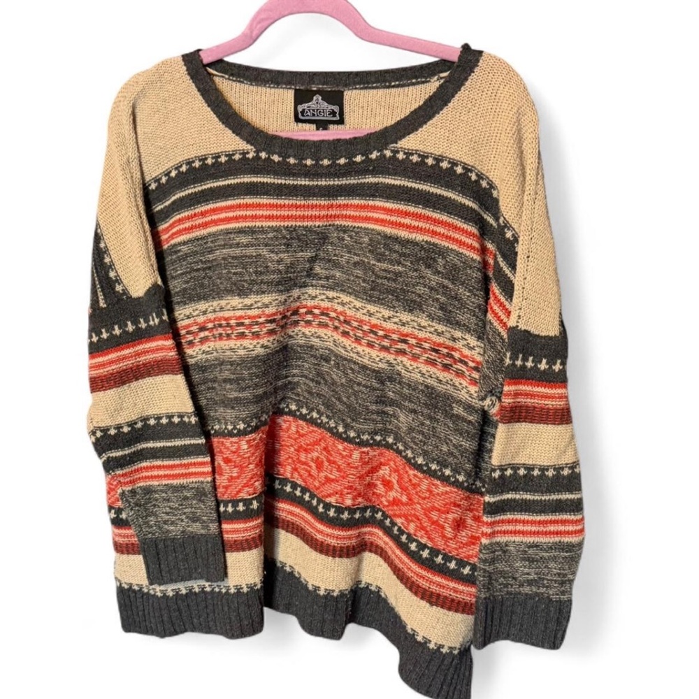 Angie Women's Sweater in Cream, Black, and Red